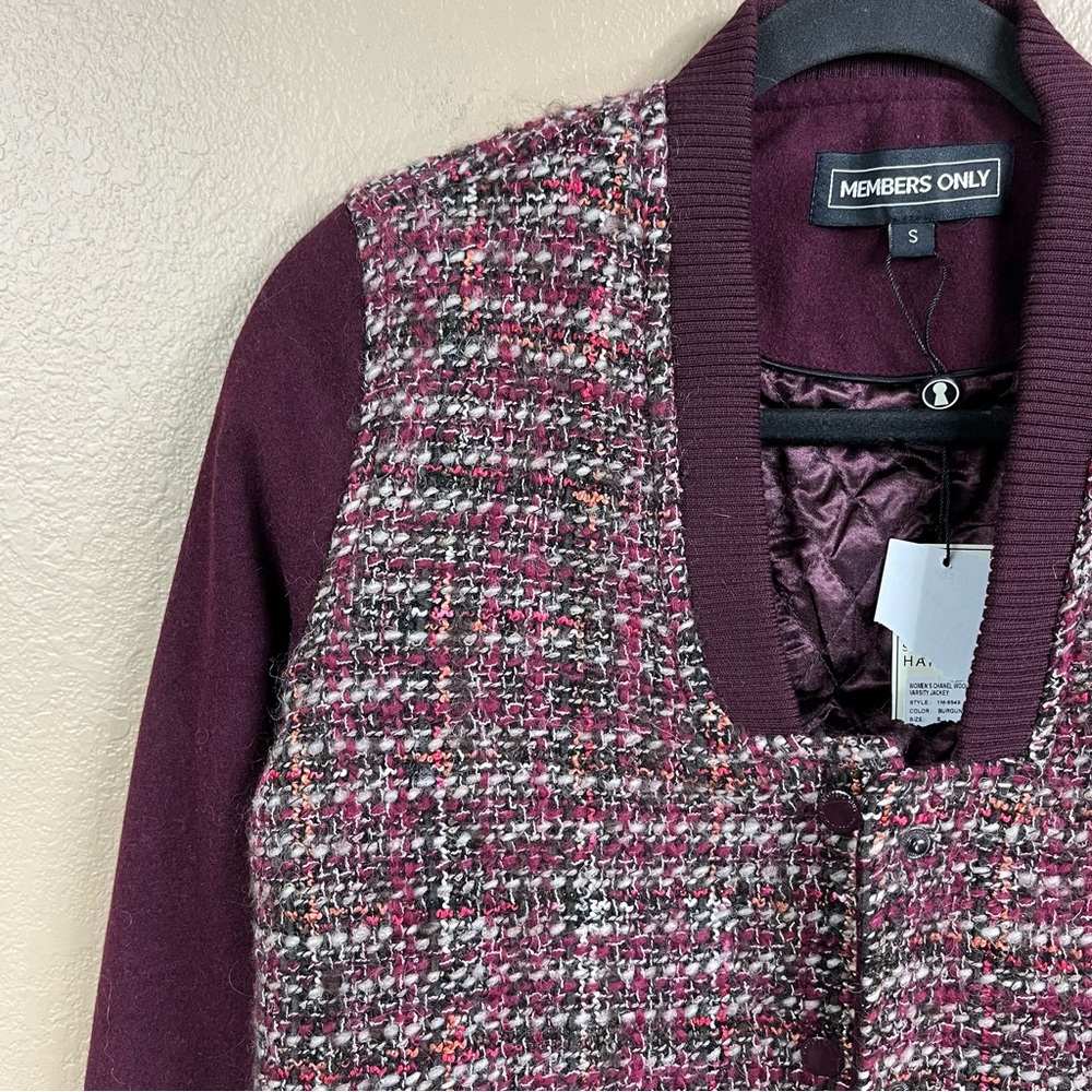 NWT Members Only Burgundy Tweed Jacket - Picture 5 of 9